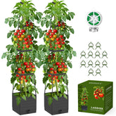 Laodier Raised Garden Bed Tomato Planter with trellis, gray color