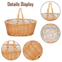 Large wicker basket with polyester liner inside