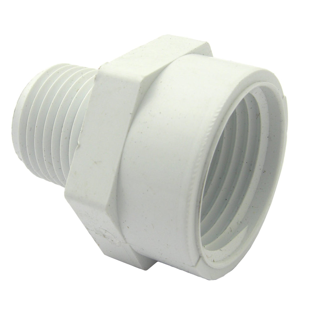 LASCO PVC Hose Adapter 3/4-inch female to 1/2-inch male thread, white
