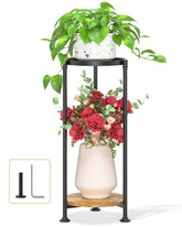 LASZOLA 2 Tier Plant Stand black metal with plants