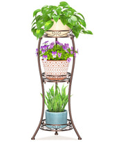 LASZOLA 3-Tier Metal Corner Plant Stand in Classic Bronze