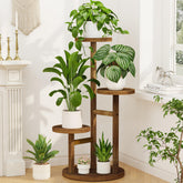 LASZOLA 3 Tier Plant Stand front view in dark brown