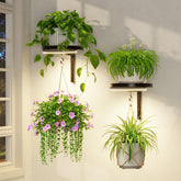 LASZOLA Plant Hanger Holder Shelf with LED grow lights front view