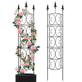 LATIHUUM Garden Trellis 56.7 inches high, black metal front view
