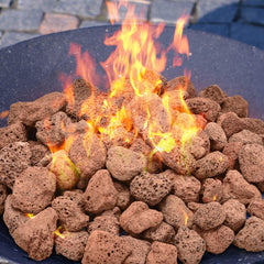 Lava rocks displayed in a fire pit