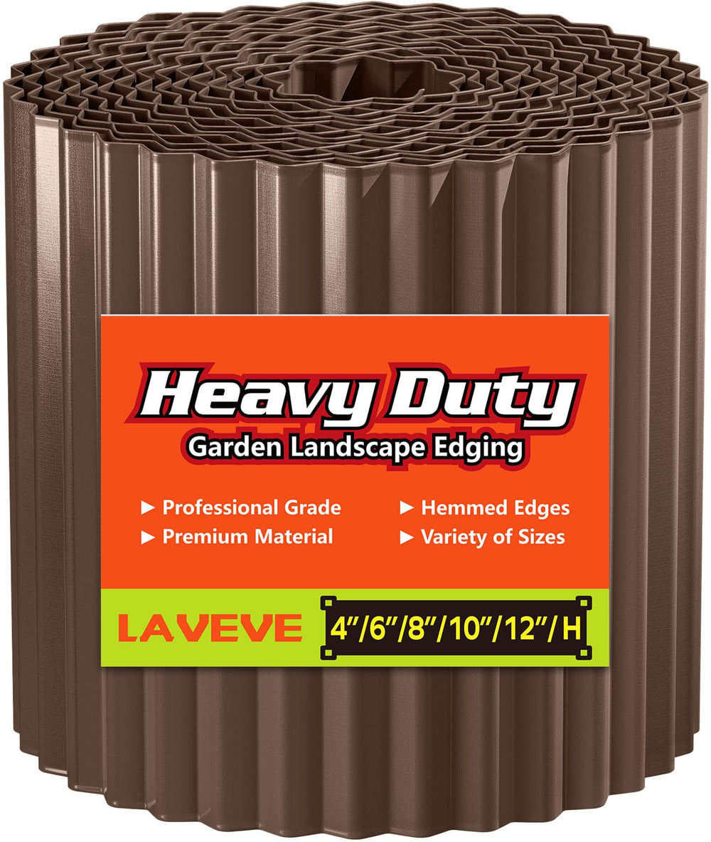LAVEVE Corrugated Metal Garden Edging 10 inch x 20ft in Coffee color