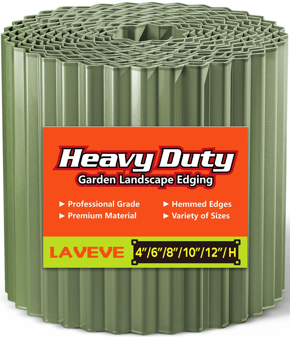 LAVEVE Corrugated Metal Garden Edging 6" x 20ft mint green front view