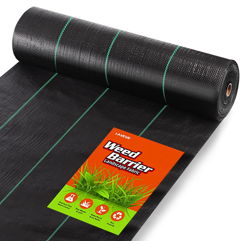 LAVEVE Heavy Duty Weed Barrier Fabric 5FT x 100FT roll front view