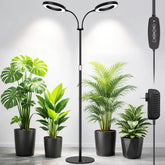 LBW 2-Head Grow Light front view with adjustable stand