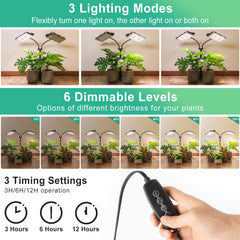 LBW grow light installed on a desk with two plants