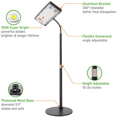 LBW Grow Light showing adjustable height and angle features