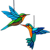 Lcensp stained glass hummingbird suncatcher front view