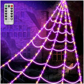 LCHUANG Halloween Spider Web Lights with purple LED lights