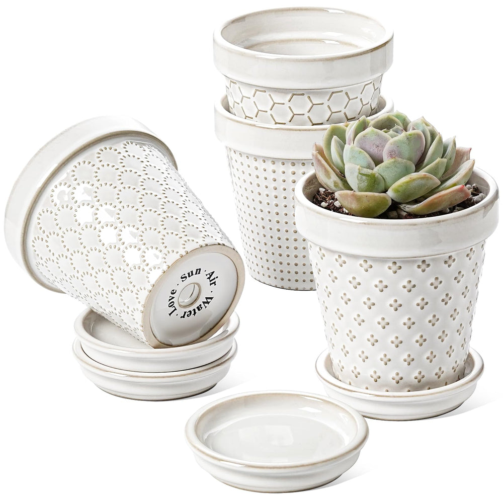 LE TAUCI 4-inch ceramic succulent pot in arctic white front view