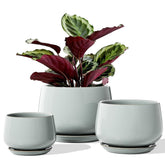 LE TAUCI 6.5 inch ceramic plant pot in reactive glaze blue gray