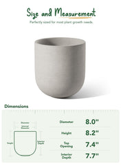 LE TAUCI 8 Inch Ceramic Plant Pot placed on a living room table