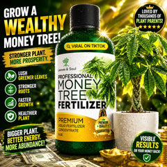 Leaves and Soul Money Tree Fertilizer 8 oz bottle side view