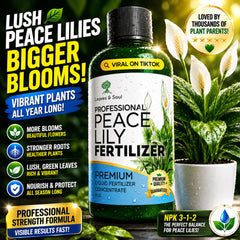 Leaves and Soul Peace Lily Fertilizer 8 oz bottle side view