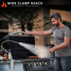 LED Concepts Grill Light showcasing flexible neck in a grilling scenario