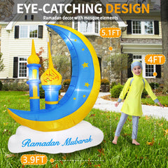 LED lights on TwoBees 5FT Ramadan inflatable decoration at night