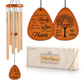 Leebbsin 36-inch silver wind chimes with wooden pendants