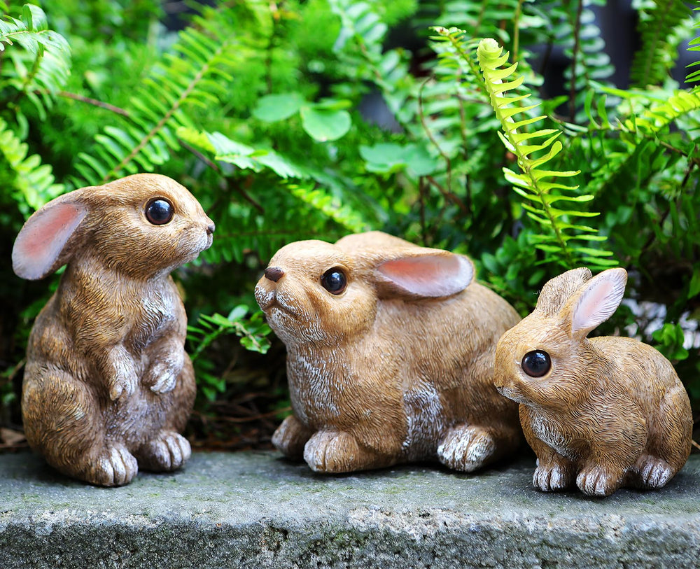 LEGIFO Bunny Decor Set of 3 Resin Garden Statues, front view