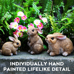 LEGIFO Bunny Decor Set of 3 Resin Garden Statues, side view