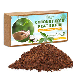 Legigo Organic Coco Coir Brick front view with dimensions 8x4x2 inches