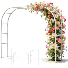 LeJoy Garden Metal Arch front view with climbing vines