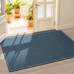LEKEEPGO Door Mat in cyan blue front view
