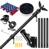 LETSTRY 5FT flag pole kit with American flag and solar light