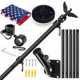 LETSTRY 6FT flag pole kit with solar light and American flag