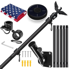 LETSTRY 6FT flag pole kit with solar light and American flag