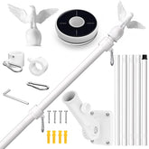 LETSTRY 6FT Flag Pole Kit with Solar Light, White