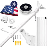 LETSTRY 6FT flagpole kit with solar light and American flag