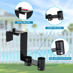 Lettry metal pool fence hooks with cleaning tools attached