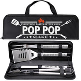 LEWARAN BBQ Grill Tool Set in aluminum case, front view