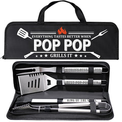 LEWARAN BBQ Grill Tool Set in aluminum case, front view