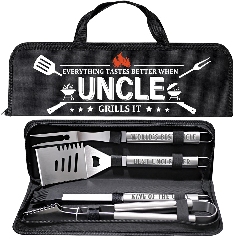 LEWARAN BBQ Grill Tool Set in aluminum case with stainless steel utensils
