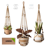 LEWESU Jute Macrame Plant Hanger 35 inch front view