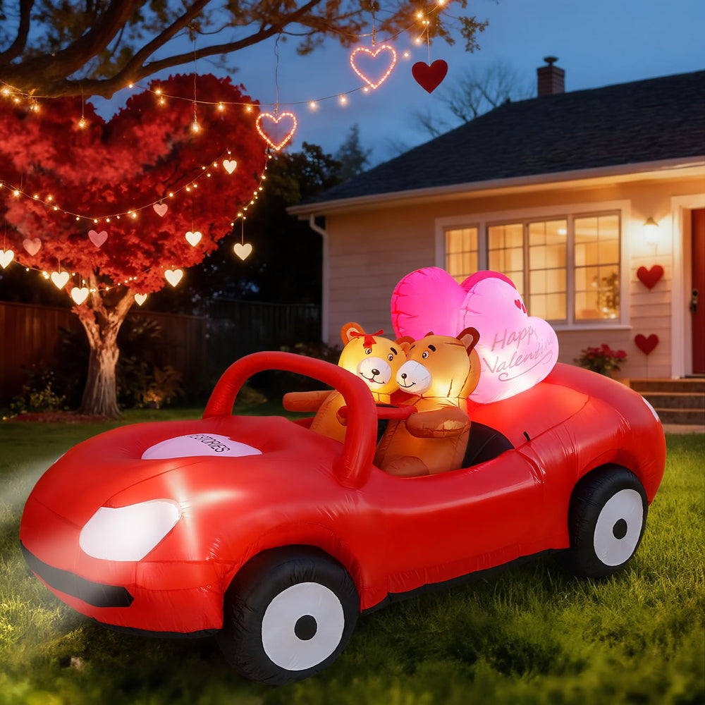 Lewondr 7.5FT inflatable Valentine's Day decoration with bear couple