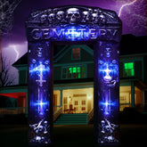 Leyndo 8 ft inflatable Halloween arch with LED lights at night