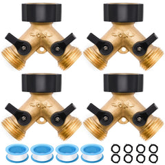 LFSEMINI 4 pack brass hose splitter front view