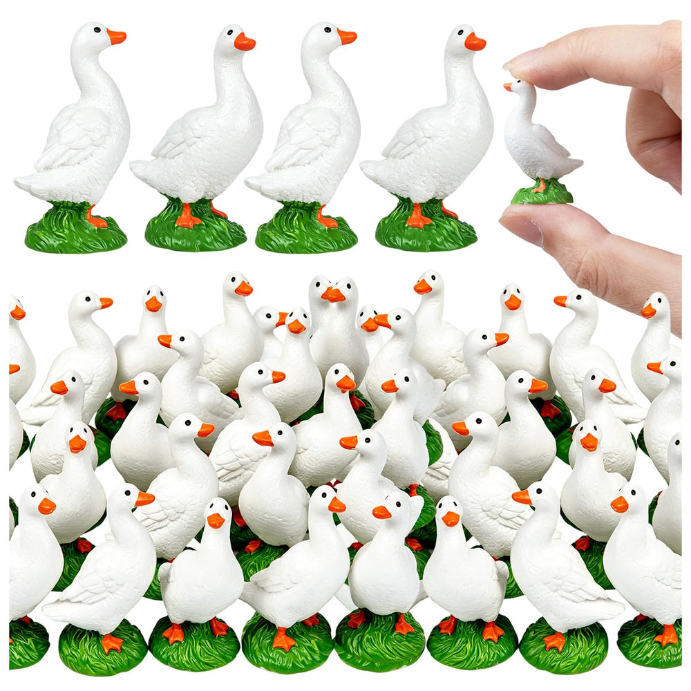 LHSYFBZ 25pcs Mini Resin Goose Figurines, white, grouped display