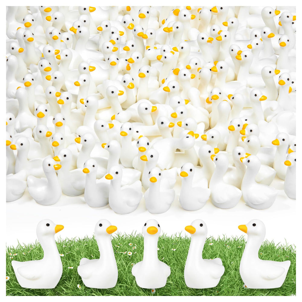 LHSYFBZ Mini Resin Goose Figurines Pack of 90, White