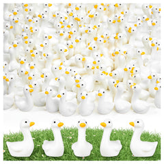 LHSYFBZ Mini Resin Goose Figurines Pack of 90, White