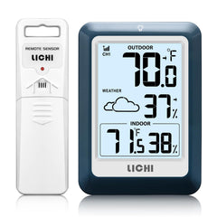 LICHI Indoor Outdoor Thermometer front view with LCD screen