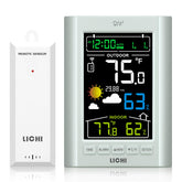 LICHI Wireless Indoor Outdoor Thermometer front view with adjustable backlight