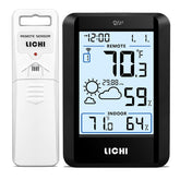 LICHI Wireless Indoor Outdoor Thermometer front view with LCD display