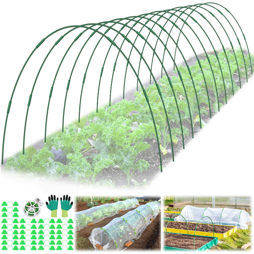 LifeisLuck Garden Hoops 60 pcs green fiberglass set